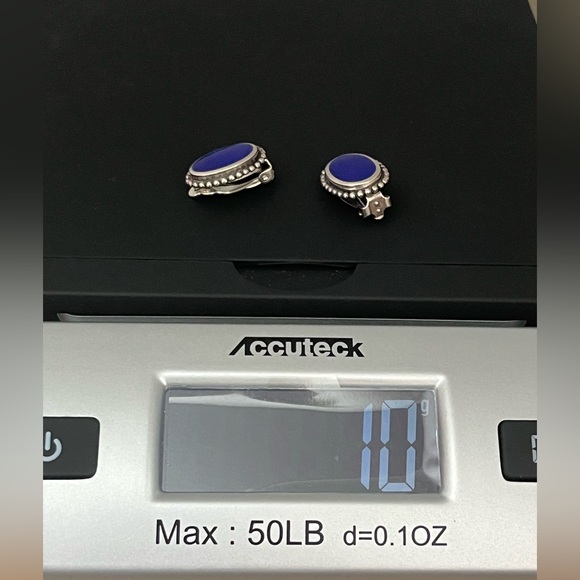 Vintage 925 Sterling Silver Blue Lapis Clip-on Earrings 10g - .75”L x .5W - Picture 13 of 13